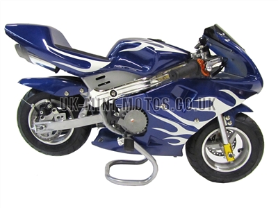 Mini Motos - Minimoto - Pocket Bikes - Blue With White Flames Mini Moto